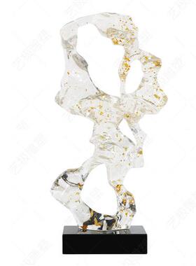 新品太湖石玄关招财摆件客厅软装饰摆设酒店大堂透明树脂雕塑