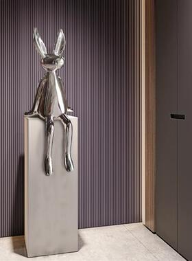 户外大型玻璃钢卡通雕塑兔子摆件定制家居样板间游乐场桌面装饰品