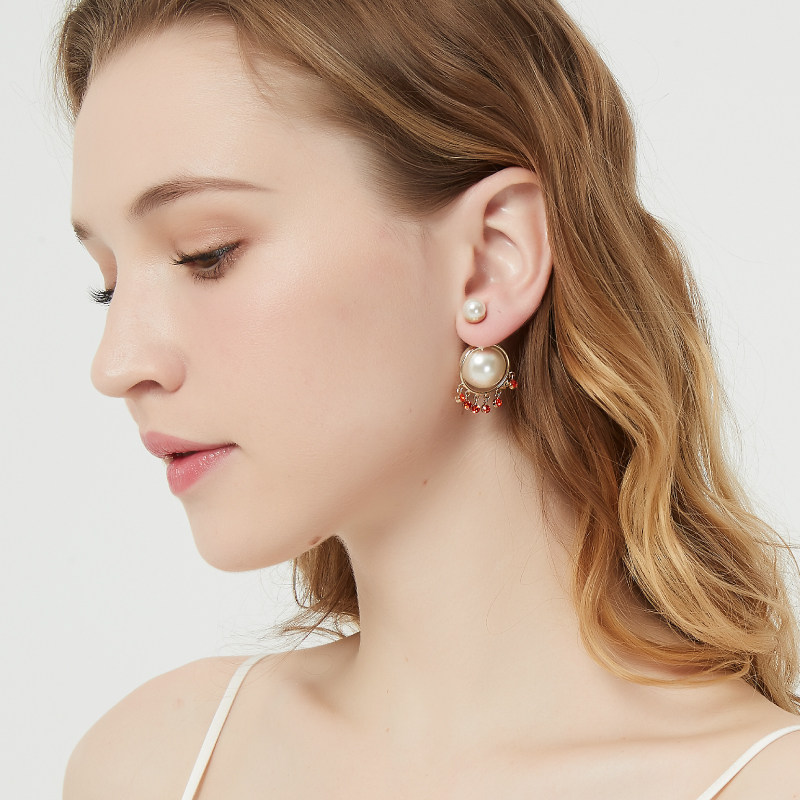 奥米迪奥大小珍珠马眼带钻欧美耳钉 aomidior耳钉