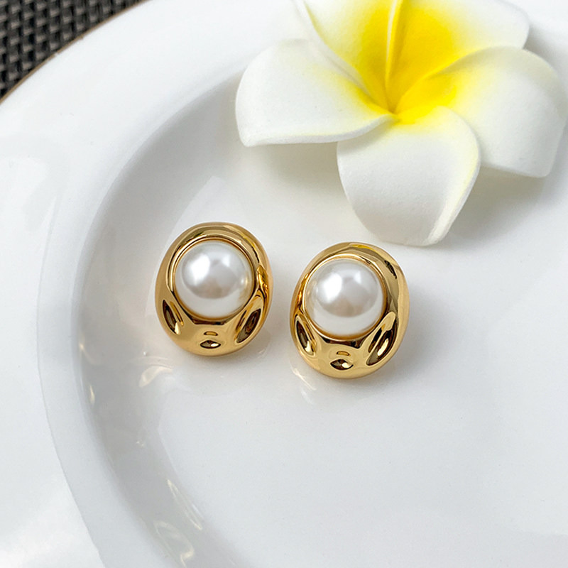 奥米迪奥金属珍珠椭圆欧美高级耳钉 aomidior耳钉