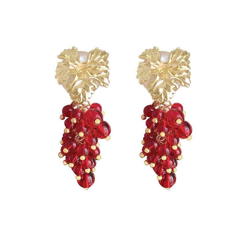 aomidior奥米迪奥葡萄流苏珍珠耳钉 aomidior耳钉