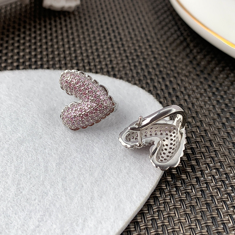 奥米迪奥爱心粉钻甜美小众设计耳扣 aomidior耳钉