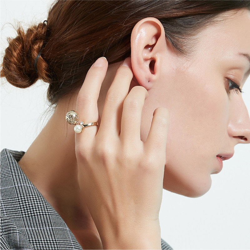 奥米迪奥开口镂空包珍珠食指潮戒指 aomidior戒指/指环