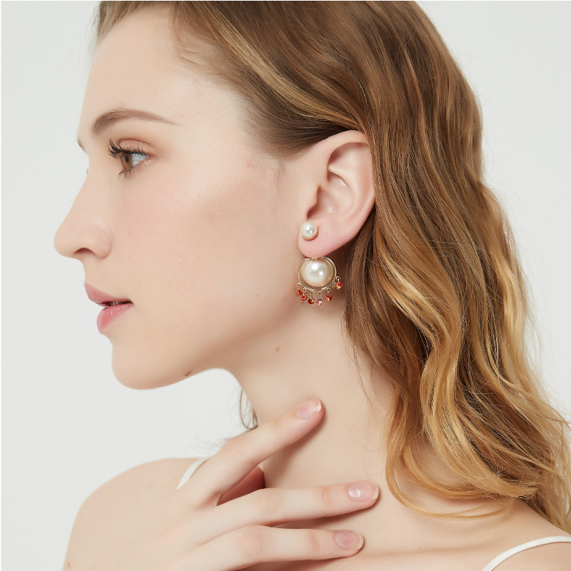 奥米迪奥大小珍珠马眼带钻欧美耳钉 aomidior耳钉