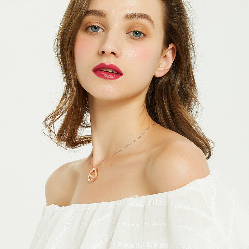 奥米迪奥潮满钻love双面女锁骨链 aomidior项链