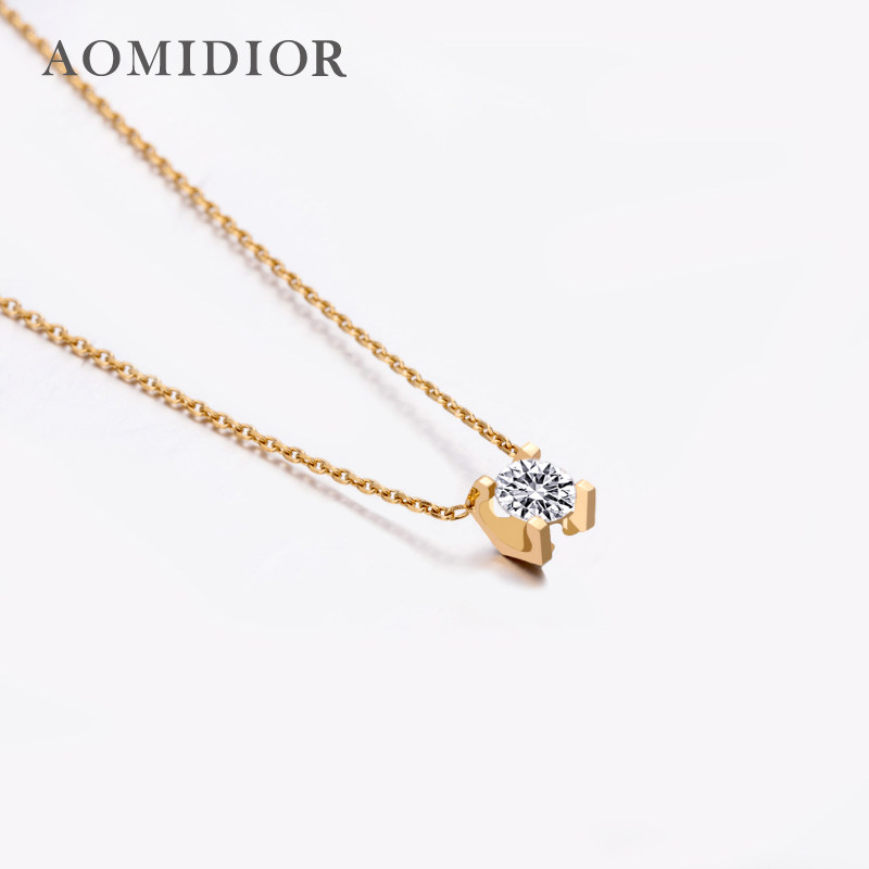 奥米迪奥银镀18k金四爪锁骨连吊坠 aomidior项链