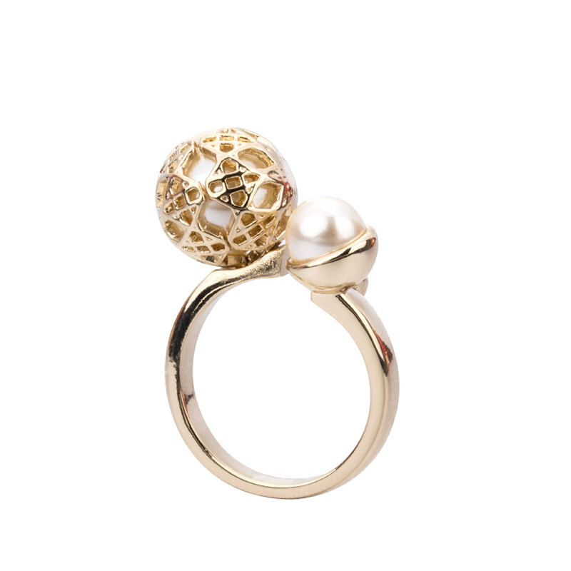 奥米迪奥开口镂空包珍珠食指潮戒指 aomidior戒指/指环