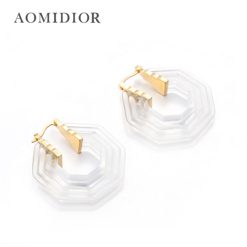 奥米迪奥日韩气质六边形透明耳环 aomidior耳环