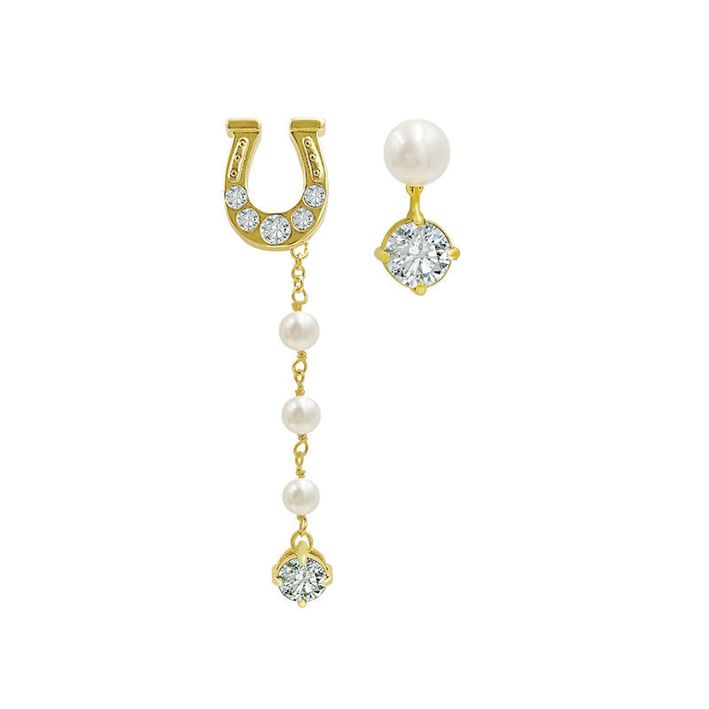 奥米迪奥不对称字母u珍珠小众耳钉 aomidior耳钉