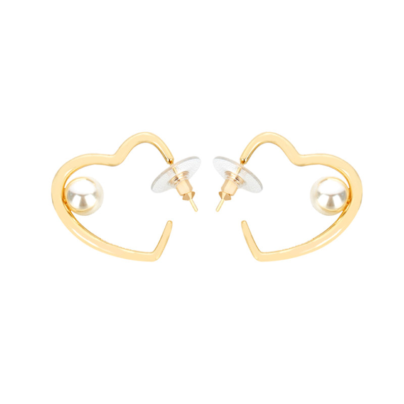 奥米迪奥心形开口内镶珍珠气质耳钉 aomidior耳钉