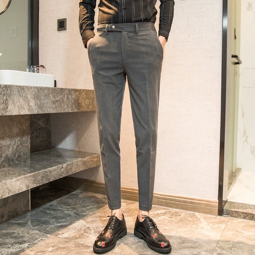 Демисезонные утепленные штаны для отдыха, мужской костюм, облегающий крой, в корейском стиле