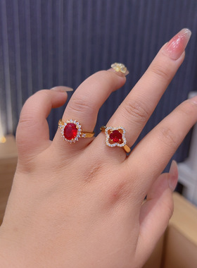 925银培育鸽血红宝石戒指