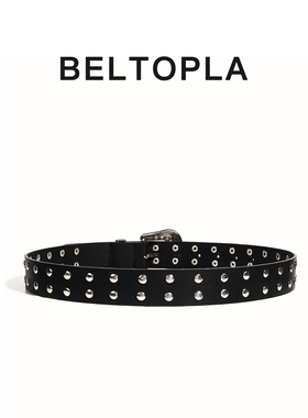 BELTOPLA双排铆钉千禧辣妹腰带