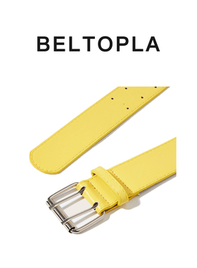 BELTOPLA韩版小众双排扣黄色腰带