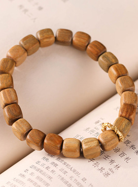 情侣民族风绿檀乾坤圈方块转运珠