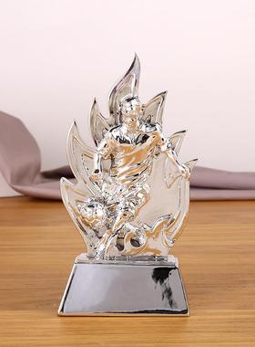 火焰男足射手奖杯 电镀树脂工艺品 足球颁奖礼品球迷用品定制印字