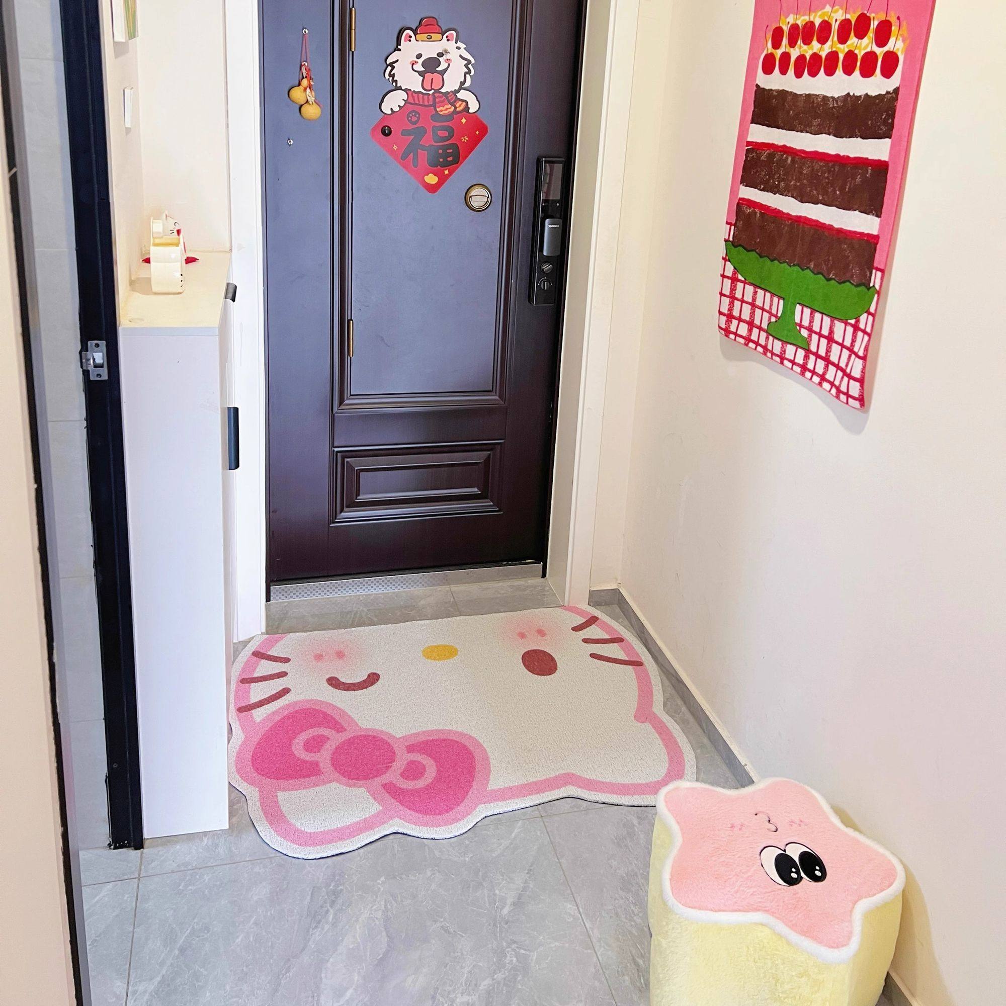 卡通可爱kitty猫咪家用入户门地垫进门玄关门垫可裁剪门口脚垫子,淘宝优惠券,粉丝福利购,淘宝优惠卷