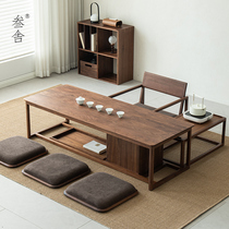 Three-house day style tea table and chairs combined black walnuts solid wood balcony tea table modern home and room tatami table a few