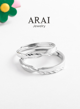 ARAI纯银925情侣对戒男女简约原创小众设计时间沙漏活口戒指一对
