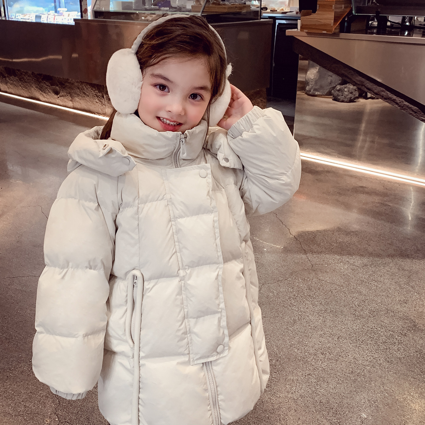 女童羽绒服冬装2025新款儿童中长款连帽保暖90白鸭绒加厚女孩外套,淘宝优惠券,粉丝福利购,淘宝优惠卷