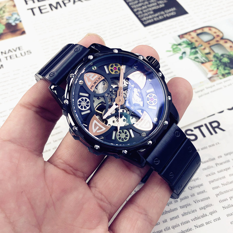 欧美炫酷复古全自动镂空男士机械表 光迈国产腕表