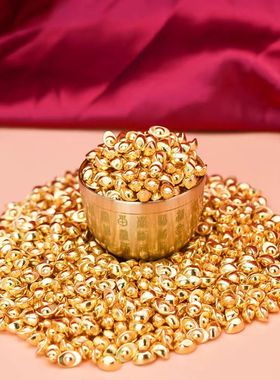（9.9元100颗元宝）实心沙金小元宝摆件迷你铜元宝仿金聚宝盆