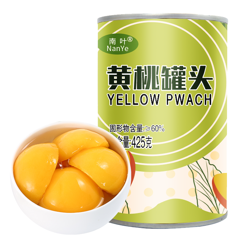 南叶旗舰店南叶 黄桃罐头425g*4罐砀山水果罐头烘焙糖水黄桃瓣水果罐头整箱0