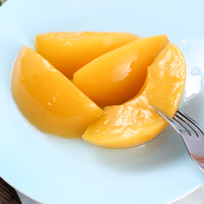 南叶旗舰店南叶糖水黄桃罐头砀山新鲜水果玻璃瓶罐头256g*5瓶烘焙桃条罐头0
