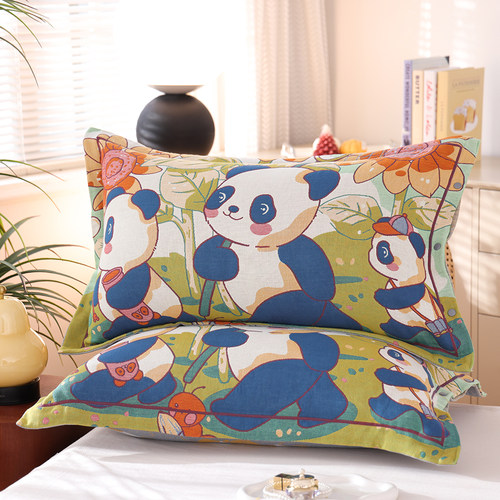 按扣式纯棉纱布枕套一对四季全棉加厚枕头套成人款家用枕芯内胆套 - 图0