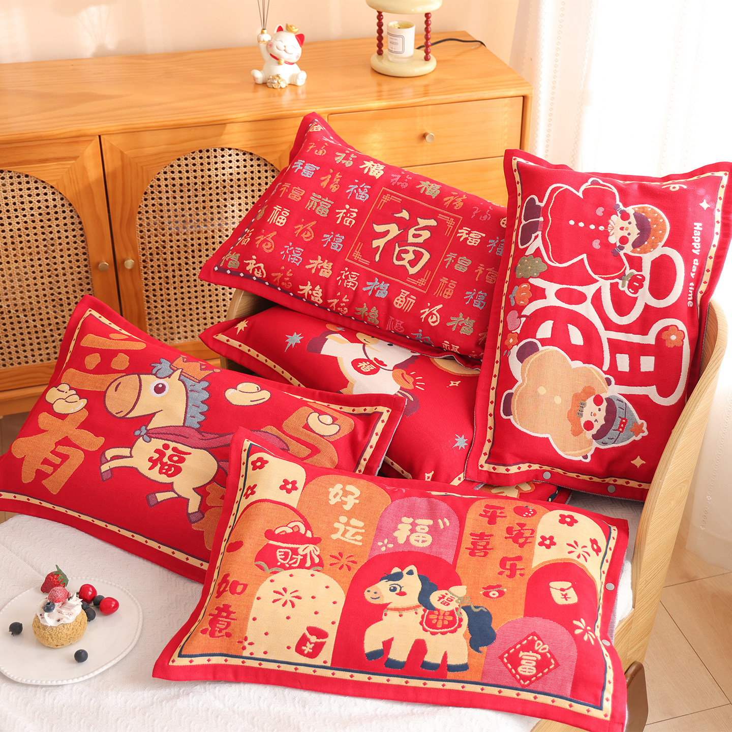 A类纯棉纱布按扣加厚儿童枕套马年宝宝新年款全棉乳胶全包枕头套,淘宝优惠券,粉丝福利购,淘宝优惠卷