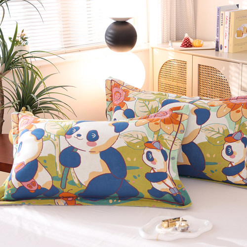 按扣式纯棉纱布枕套一对四季全棉加厚枕头套成人款家用枕芯内胆套 - 图1