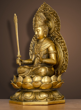 黄铜虚空藏菩萨佛像库藏金刚属牛虎本命佛家用供奉桌面摆件
