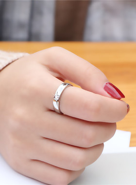 钛钢情侣镶钻戒指潮人网红18k