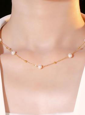 极细珍珠项链满天星锁骨链