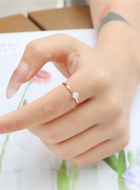 轻奢韩小时尚18k玫瑰金精致戒指