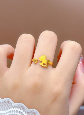 钛钢新中式马上有钱铜钱戒指大气时尚小众ins闺蜜食指环