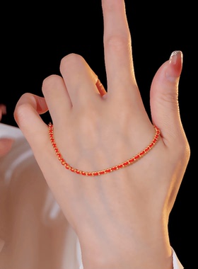 精致不掉色红绳珠钛钢个性复古