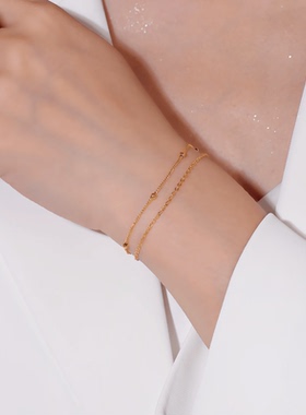 不掉色小众设计双层珠手饰轻奢