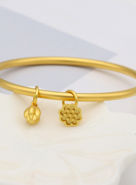 古法素圈沙金手镯ins潮不掉色