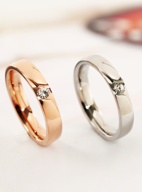 精致ins潮风网红钛钢18k情侣戒指