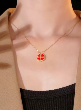 2024新款不掉色小众设计高级感配饰红色轻奢女项链创意时尚锁骨链