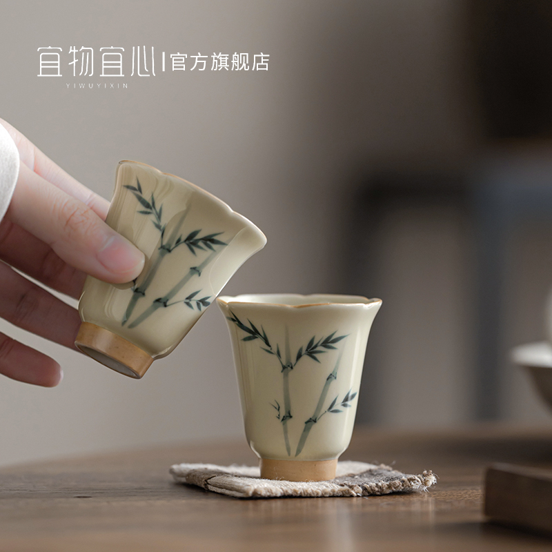 景德镇功夫瓷竹韵主人茶杯单个品茗杯喝茶茶碗个人专用闻香杯茶器 - 图2