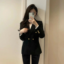 Positive Dress Women Suit College Student Civil Servant Interview Tooling 2023 Autumn Winter Thick black professional suit suit woman