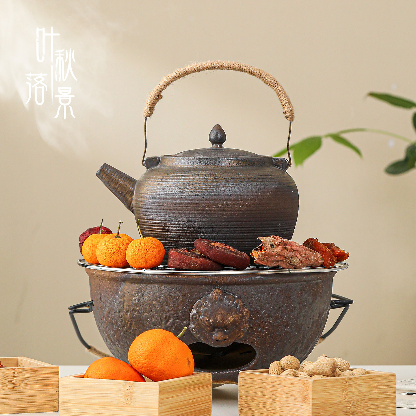 新款复古粗陶煮茶炉冬日取暖碳烤炉提梁壶围炉煮茶套装小型烧烤炉,淘宝优惠券,粉丝福利购,淘宝优惠卷