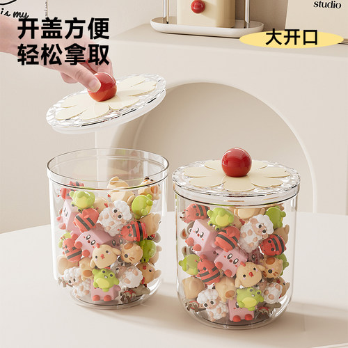 萌粒收纳罐收纳手办展示盒收藏家用小摆件盲盒积木玩偶透明防尘罐 - 图3