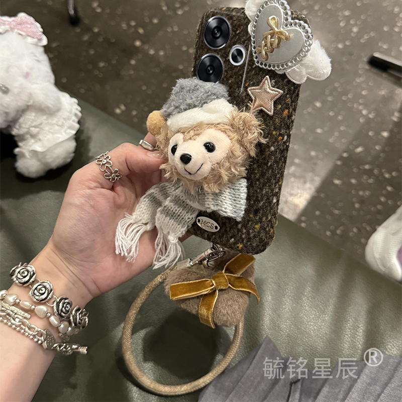 适用小米红米turbo3手机壳13c毛绒10x达菲熊12c冬季13r带挂绳的9a立体8a秋冬7新款9冬天10a全包防摔小众6女4x - 图3