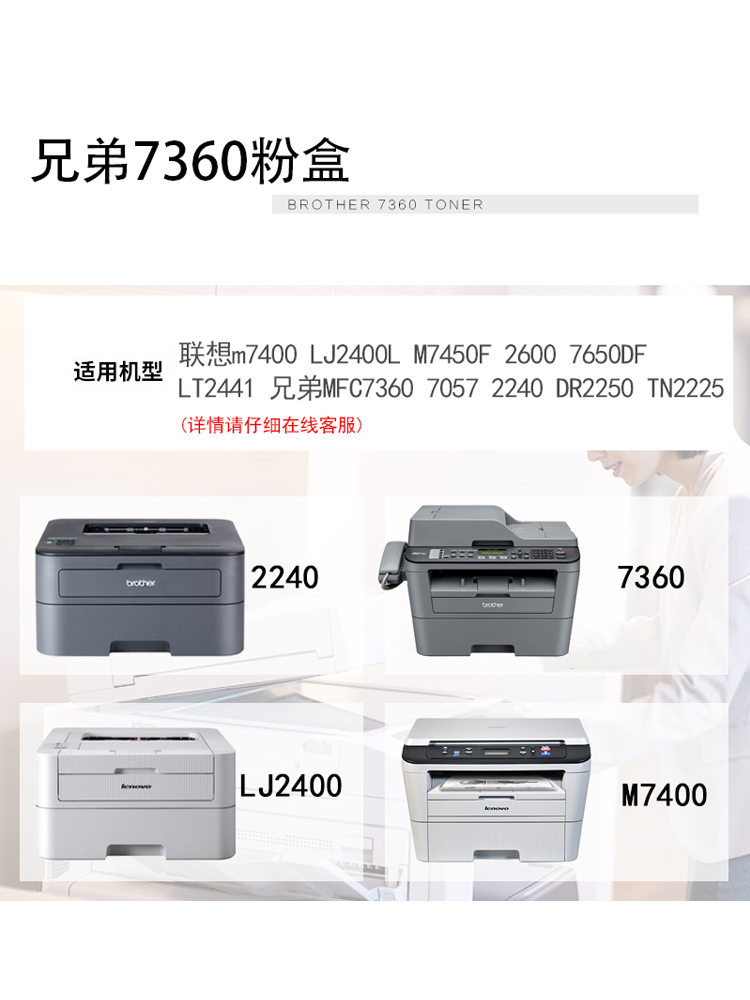 适用 联想m7400粉盒 LJ2400L LT2441 M7450f兄弟7360硒鼓TN2215 2225 DCP7057墨盒2240 MFC7360打印机TN420 - 图3