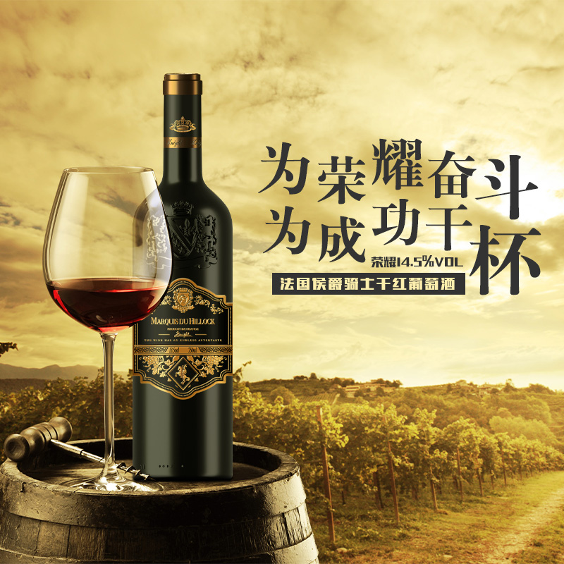 A龙年货节法国进口红酒整箱6支14.5高度干红葡萄酒礼盒装浮雕瓶