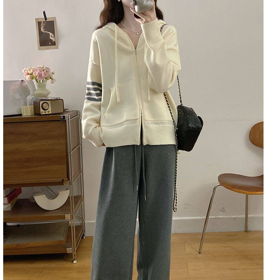 大码女装显瘦韩系连帽毛衣针织外套+宽松加绒加厚阔腿卫裤,淘宝优惠券,粉丝福利购,淘宝优惠卷