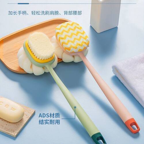 长柄软毛双面沐浴刷二合一洗澡搓背神器洗浴不求人多功能洗澡刷 - 图3